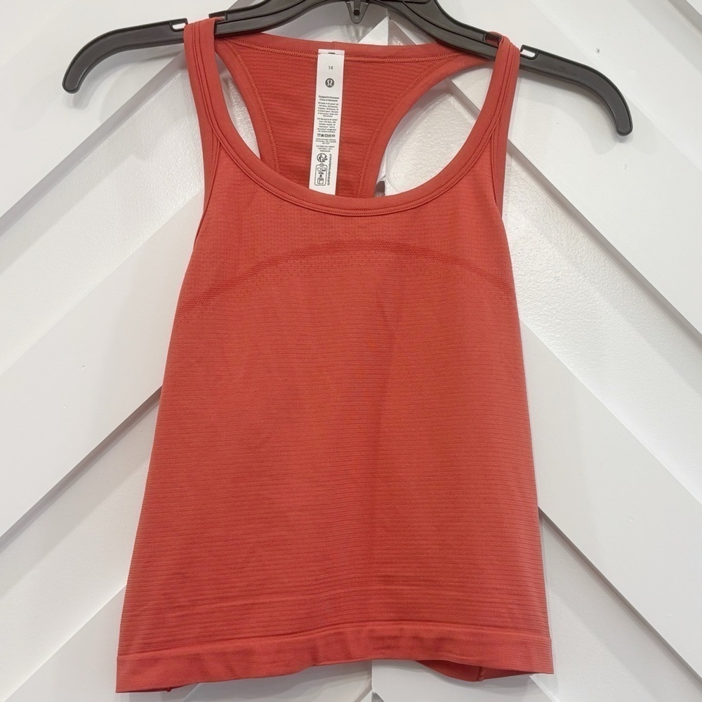 NWT Lululemon Swiftly Tech Cropped Racerback Tank Top In Desert Red Size 14